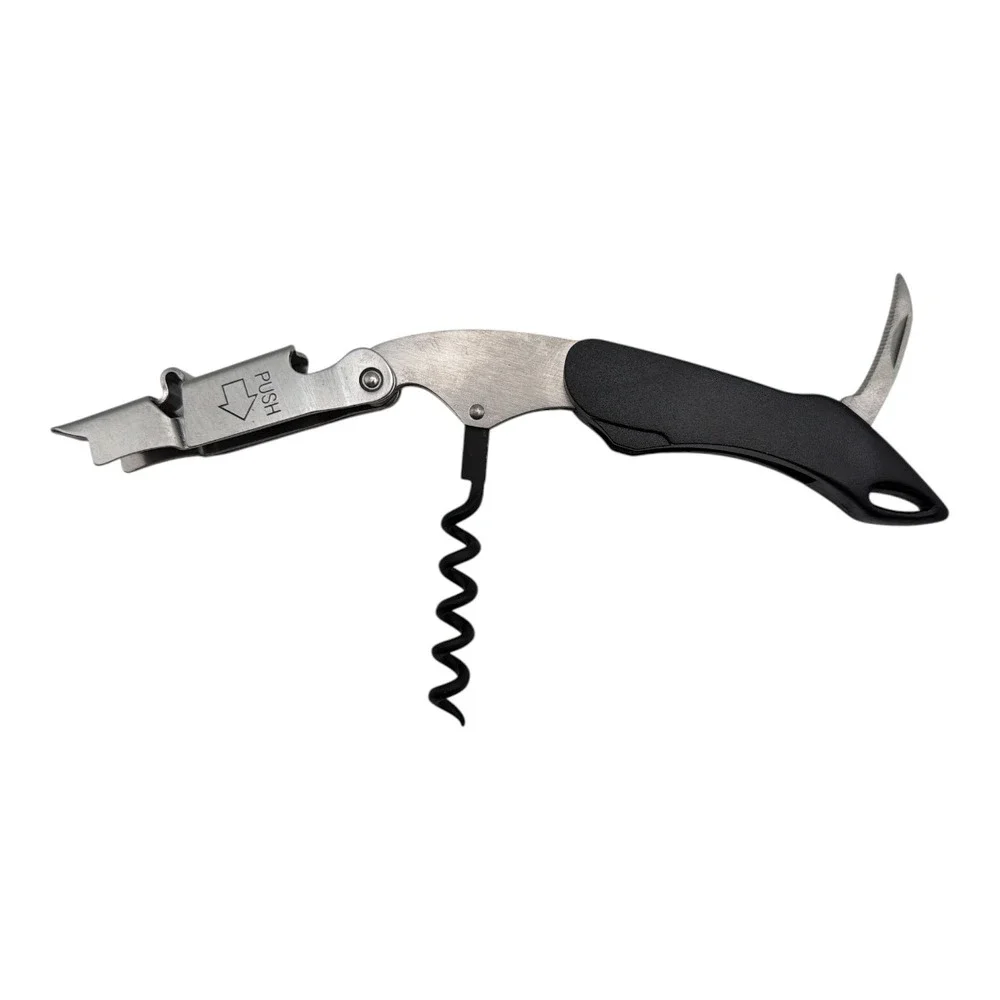 Corkscrew Wine Bottle Opener Waiters Key Double Hinged, Foil Cutter New
